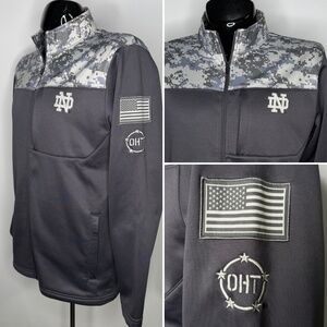 NOTRE DAME Irish Full Zip Jacket Sweatshirt Camo Military OHT Mens M Gray NCAA